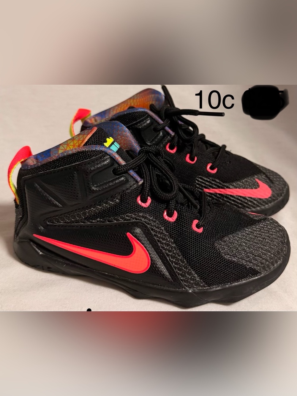 Nike Kids Black Sneakers with Neon Pink Swoosh